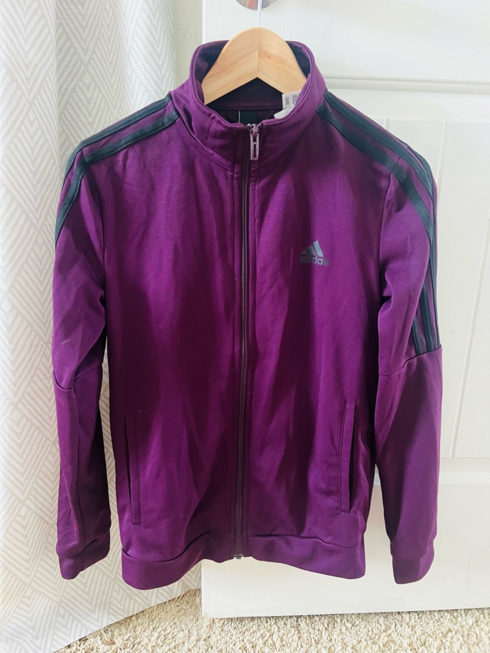 Adidas Purple Tracksuit Set Women’s Small Plum 3 Stripe Zip Jacket Leggings